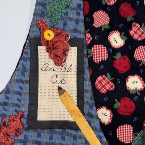 Vintage Apple & Alphabet Themed Patchwork Vest - Picture 4 of 10